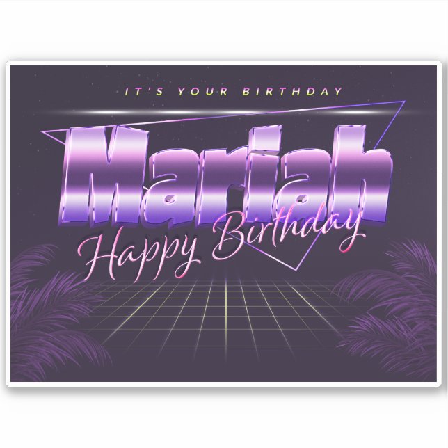 Mariah Name First name lila retro Sticker Birthday (Front)