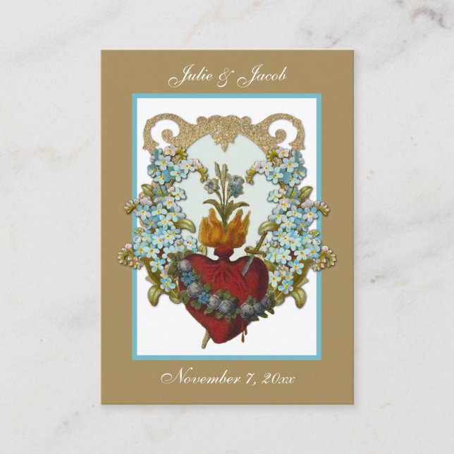 Marian Catholic Wedding Favor Holy Card (Front)