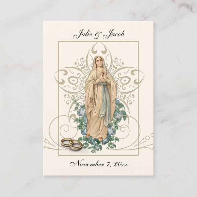 Marian Catholic Wedding Favor Holy Card (Front)