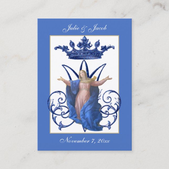 Marian Catholic Wedding Favor Holy Card (Front)