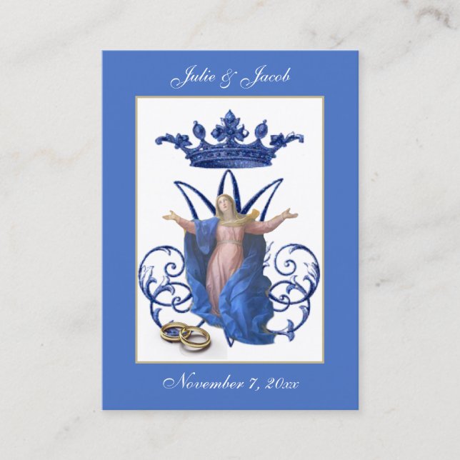 Marian Catholic Wedding Favor Holy Card (Front)
