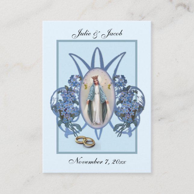 Marian Catholic Wedding Favor Holy Card (Front)