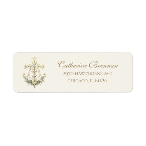 Marian Cross Catholic Floral Wedding  Label