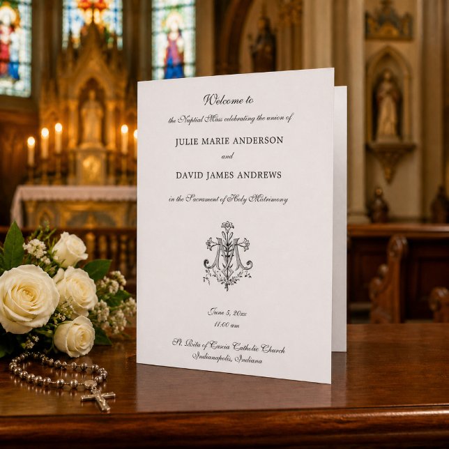 Marian Cross Catholic Wedding Program (Creator Uploaded)