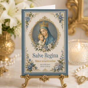 Marian Floral Salve Regina Devotional Greeting Card
