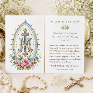 Marian Miraculous Medal Floral Wedding Prayer
