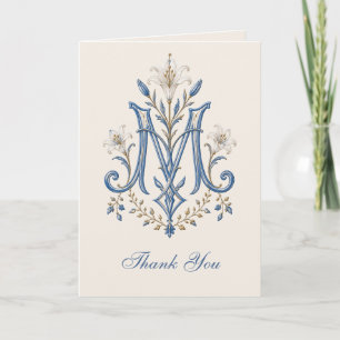 Marian Monogram Catholic Wedding Thank You Card