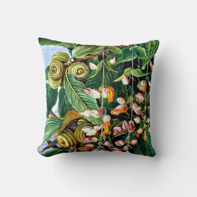 Marianne North: A Darjeeling Oak Throw Pillow (Front)