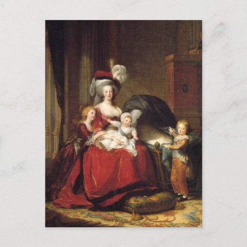 Marie Antoinette and Her Children by Le Brun Postc Postcard