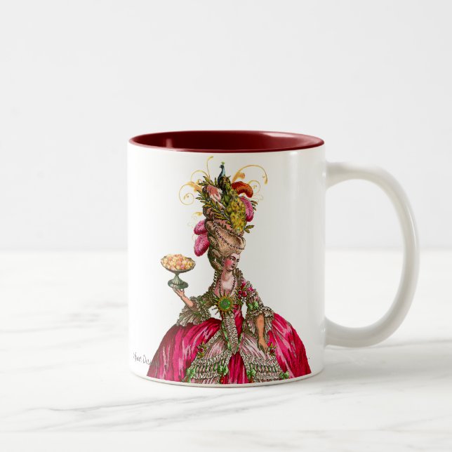 Marie Antoinette and Peacock Two-Tone Coffee Mug (Right)