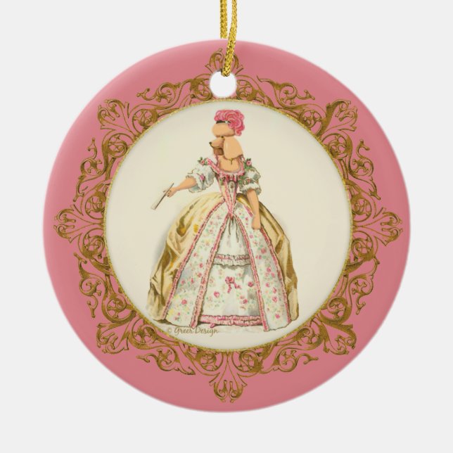 Marie Antoinette Apricot Poodle Ornament (Front)