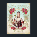 Marie Antoinette Bird Red Roses Christmas Postcard<br><div class="desc">Marie Antoinette Bird Red Roses Christmas Postcard</div>