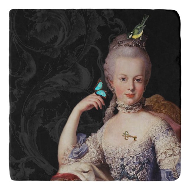Marie Antoinette, black with lock and key  Trivet (Front)