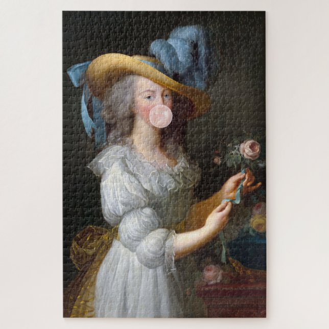 Marie Antoinette blowing a pink bubble gum Jigsaw Puzzle (Vertical)
