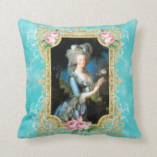 Marie Antoinette Blue Damask Rose  Pillow　cushion Throw Pillow