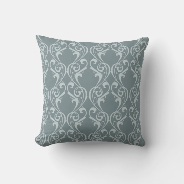 Marie Antoinette blue french damask inspired  Throw Pillow (Front)