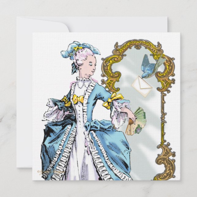 Marie Antoinette Bluebird & Mirror Invitation (Front)