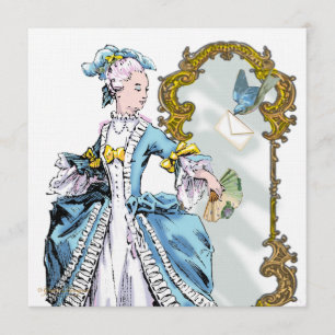Marie Antoinette Bluebird & Mirror Invitation