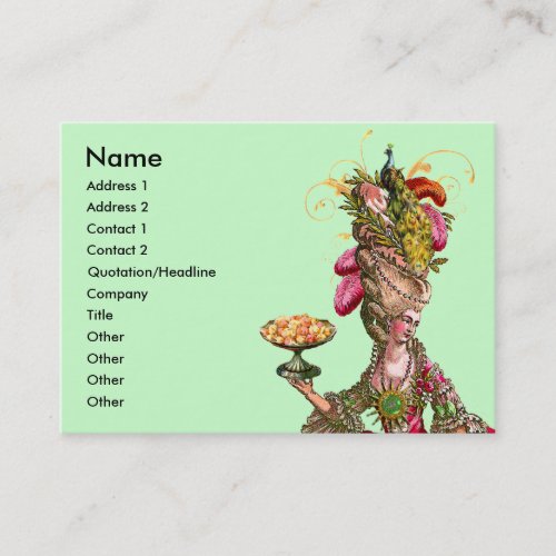 Marie Antoinette Cake &amp; Peacock Business Card