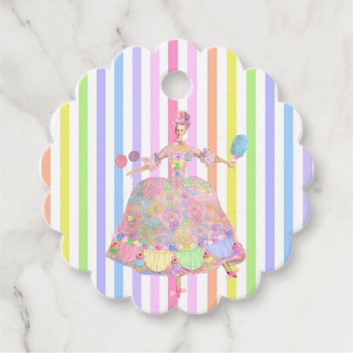 Marie Antoinette candy stripes pastels french Favor Tags