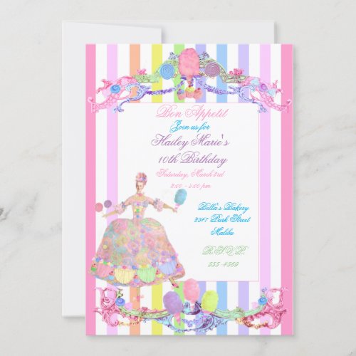 Marie Antoinette candy stripes pastels french Invitation