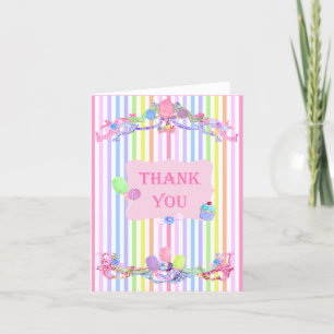 Marie Antoinette candy stripes pastels french Letterpress Thank You Card