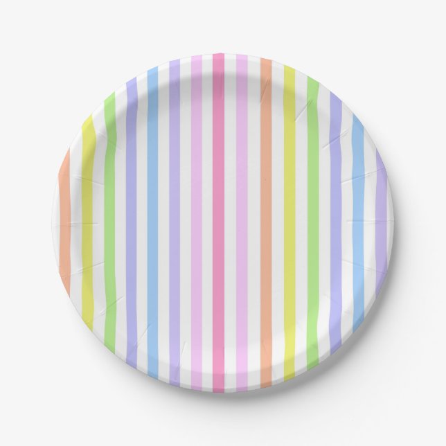 Marie Antoinette candy stripes pastels french Paper Plates (Front)