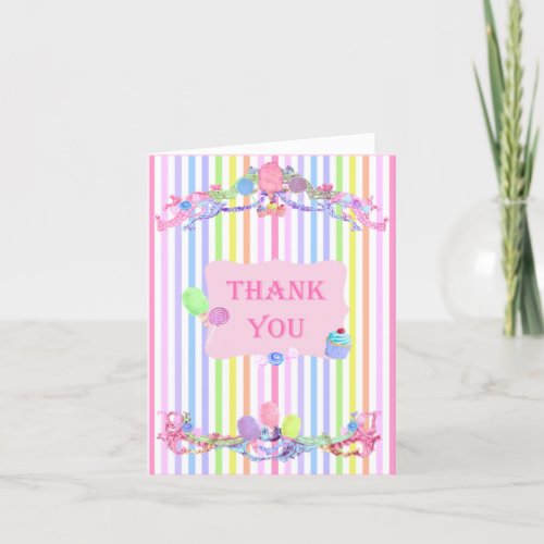 Marie Antoinette candy stripes pastels french Thank You Card