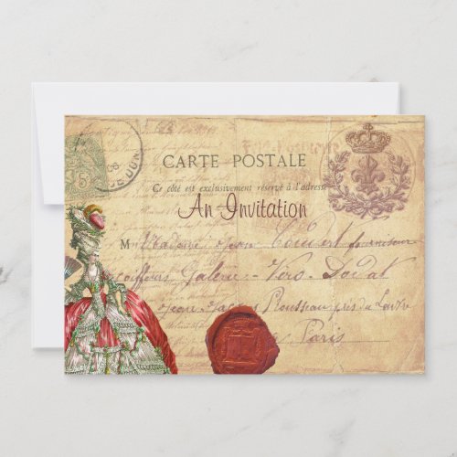 Marie Antoinette Carte Postale Parisian Invitation