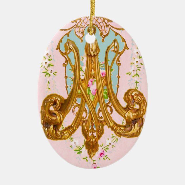 Marie Antoinette Ceramic Monogram Ornament (Front)
