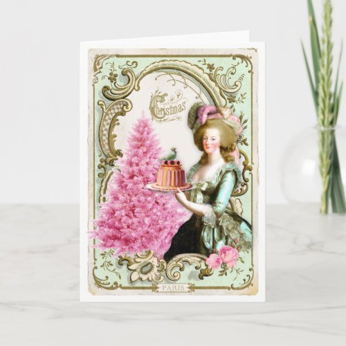 Marie Antoinette Christmas Card Cake Pink Tree