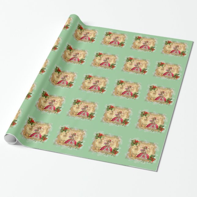 Marie Antoinette Christmas Wrapping Paper (Unrolled)