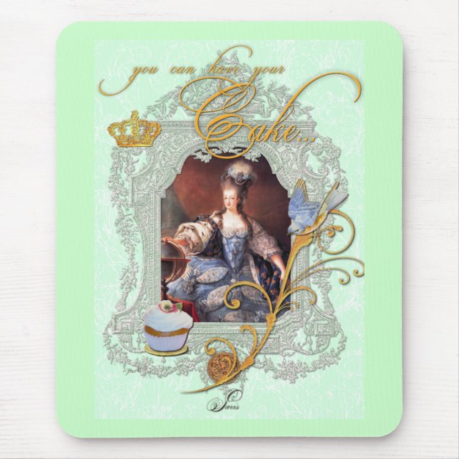 Marie Antoinette Cupcake and Bluebird Mouse Pad (Front)