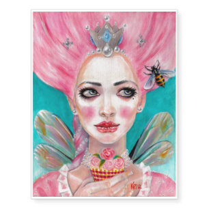 Marie Antoinette Cupcake Faerie Pink Haired Fairy Temporary Tattoos