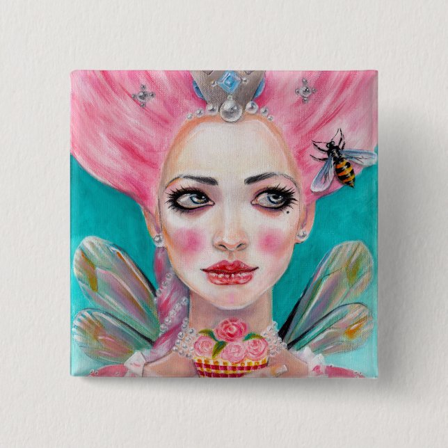 Marie Antoinette Cupcake Faerie - Queen Bee Pinback Button (Front)