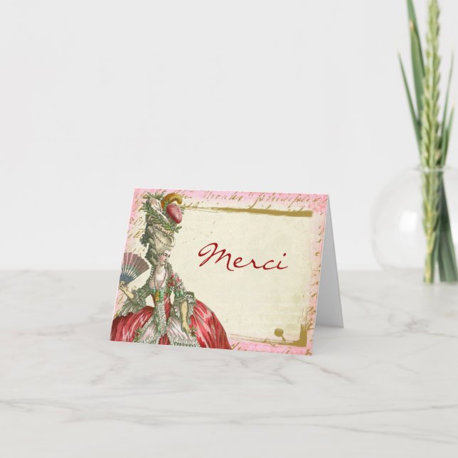 Marie Antoinette Custom Thank You Merci Note Cards (Front)