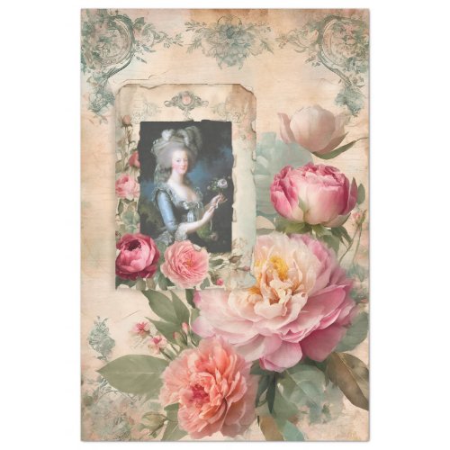 Marie Antoinette Floral French Ephemera Decoupage Tissue Paper