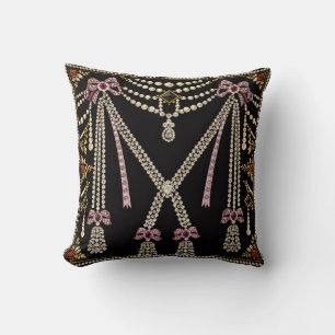 Marie Antoinette French Inspired Design Bejewelled Throw Pillow