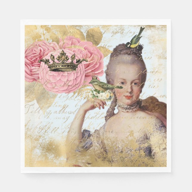 Marie Antoinette French inspired Shabby Party Napkins (Front)