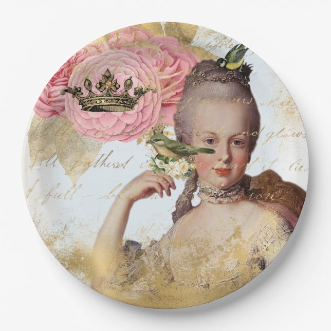 Marie Antoinette French inspired Shabby Party Paper Plates (Front)