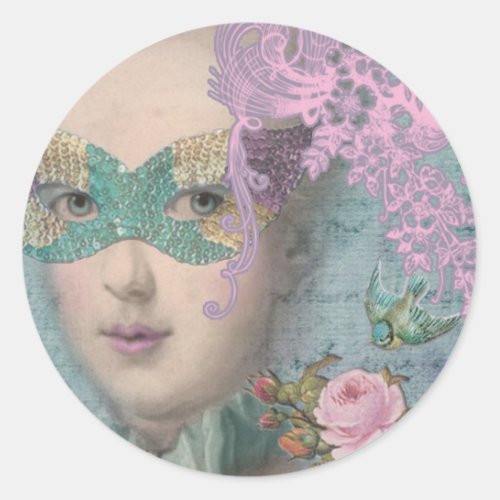 MARIE ANTOINETTE French Masquerade Classic Round Sticker