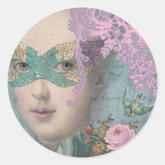 MARIE ANTOINETTE French Masquerade Classic Round Sticker (Front)