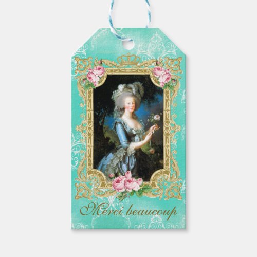 Marie Antoinette French Paris blue portrait Gift Tags