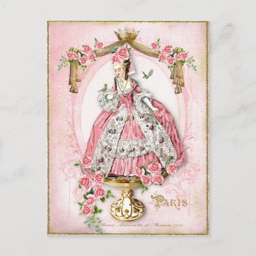 Marie AntoinetteFrenchParispinkrosedoll Postcard