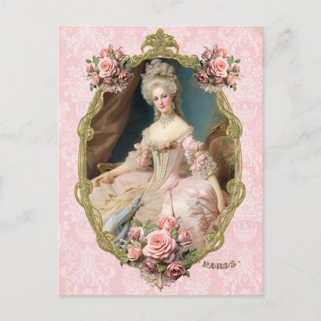 Marie Antoinette,French,Paris,portrait,roses ポストカー Postcard (Front)