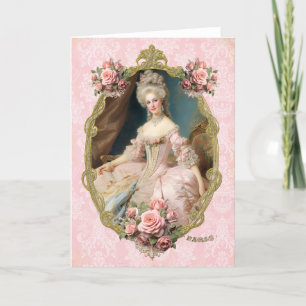 Marie Antoinette,French,Paris,portrait,roses 招待状 Letterpress Thank You Card