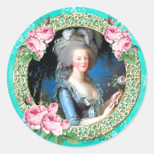 Marie AntoinetteFrenchParisportraitstickers Classic Round Sticker