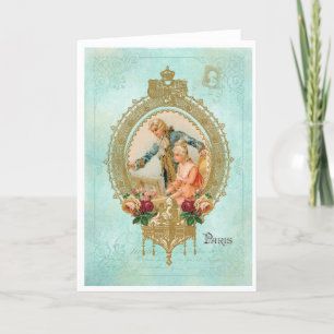 Marie Antoinette French Paris rose portrait カード Letterpress Thank You Card