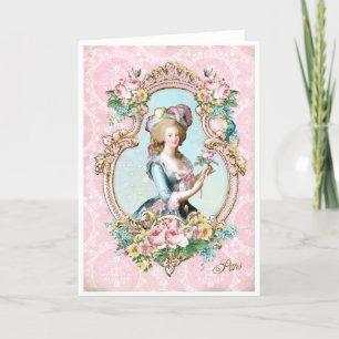 Marie Antoinette French Paris rose portrait カード Letterpress Thank You Card