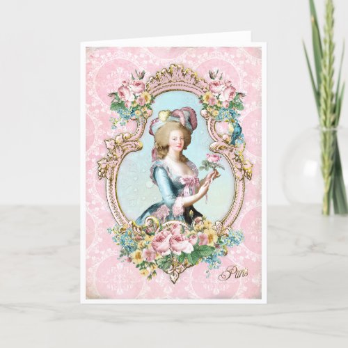 Marie Antoinette French Paris rose portrait カード Thank You Card